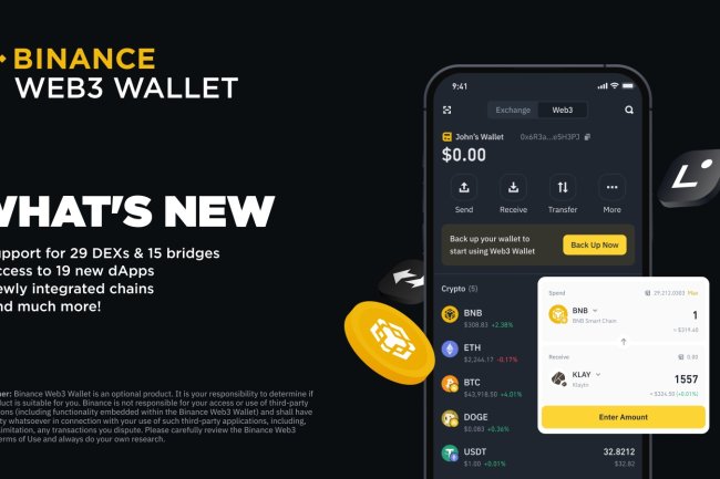 Binance  nowa aktualizacją portfela Web3