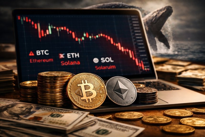 Wieloryb gra na spadki – BTC, ETH i SOL